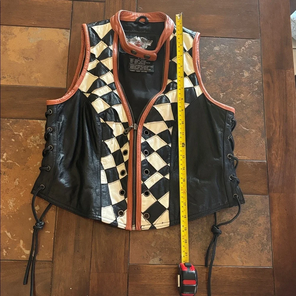 Harley Davidson Leather Racing Vest; RARE & FABULOUS!! - Picture 2 of 12